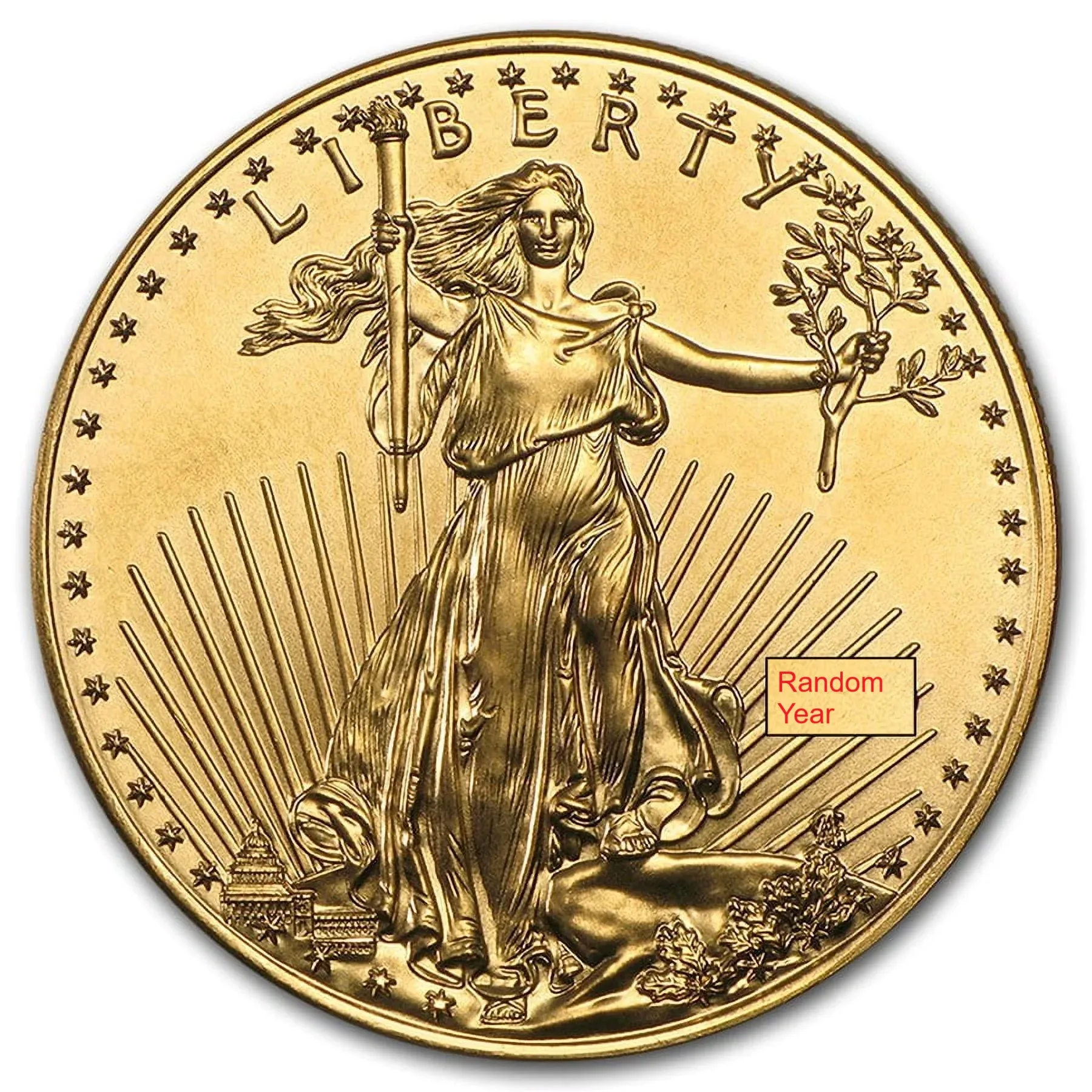 1 oz gold American Eagle coin featuring Lady Liberty design