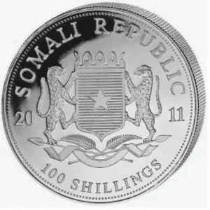 2011 1 oz Somalian Elephant Silver Coin(BU) 2011 1 oz Somalian Elephant Silver Coin(BU)