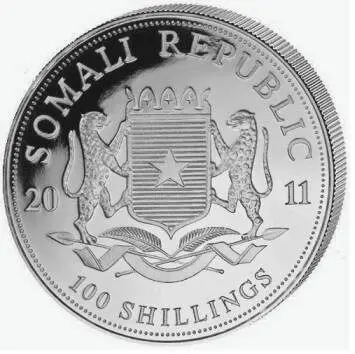 2011 1 oz Somalian Elephant Silver Coin(BU) - Image 2