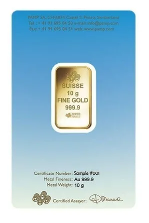 10 Gram Pamp Suisse Ka Bah Mecca Gold Bar (New w/ Assay) 10 Gram Pamp Suisse Ka Bah Mecca Gold Bar (New w/ Assay)