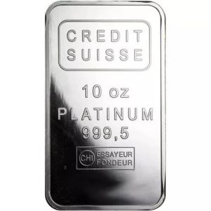 10 oz Credit Suisse Platinum Bar Secondary Market With Assay 10 oz Credit Suisse platinum bar with assay card