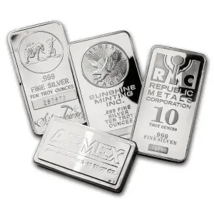 10 oz Random Brand 999 Silver Bar 10 oz Random Brand 999 Silver Bar