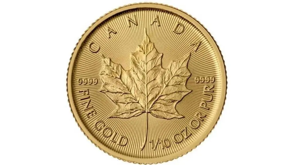 Canadian 1/10 oz Gold Maple Leaf Coin(Random Year) - Image 2