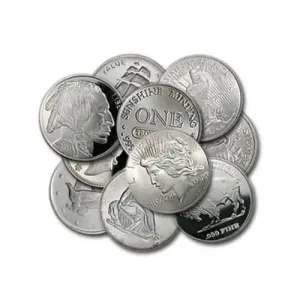 1 oz Silver Rounds Random Brand (Lot of 10) Circulated Condition