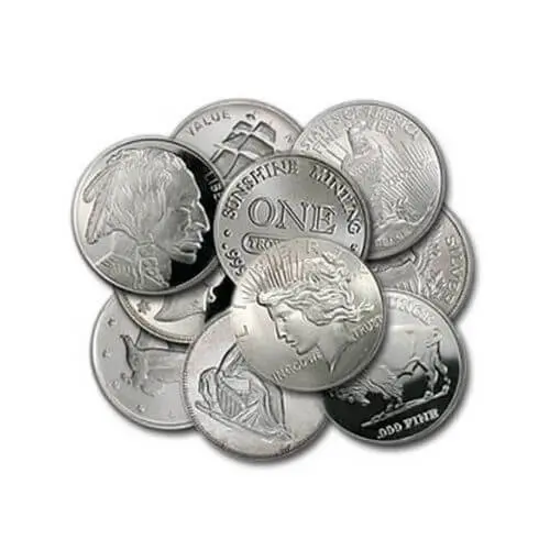 1 oz Silver Rounds Random Brand