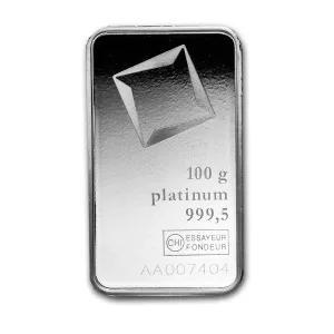 100 gram Platinum Bar - Valcambi (In Assay) 100 gram Platinum Bar - Valcambi (In Assay)