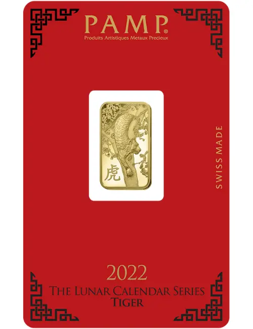 5 Gram PAMP Suisse Lunar Tiger Gold Bar (New, In Assay)