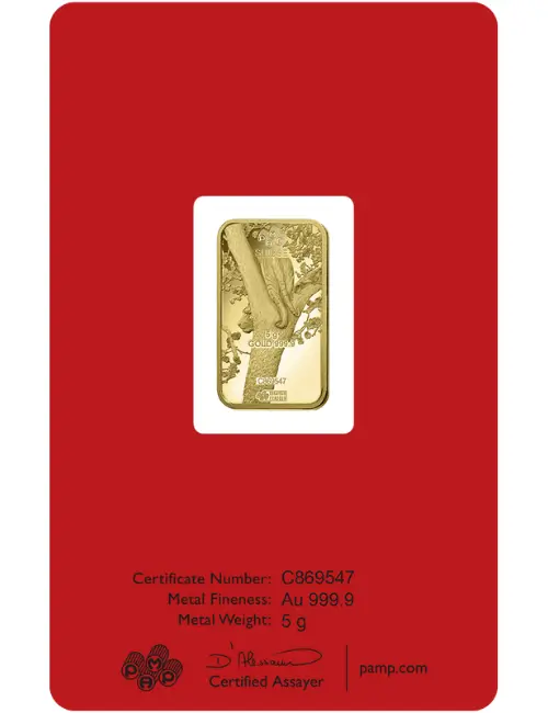 5 Gram PAMP Suisse Lunar Tiger Gold Bar (New, In Assay) - Image 2