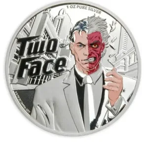 Samoa 1 oz DC Comics Two-Face Supervillain Silver Coin 2022 Samoa 1 oz DC Comics Two-Face Supervillain Silver Coin 2022