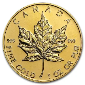 1 oz Canadian Maple Leaf Gold Coin .999 Fine - Random Year 1 oz Canadian Maple Leaf Gold Coin .999 Fine - Random Year