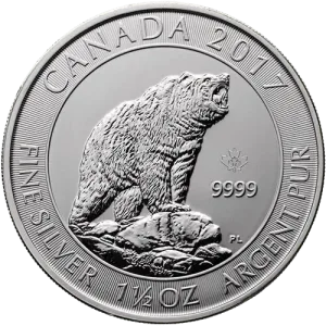 2017 1.5 oz Canadian Grizzly Bear Silver Coin 2017 1.5 oz Canadian Grizzly Bear Silver Coin
