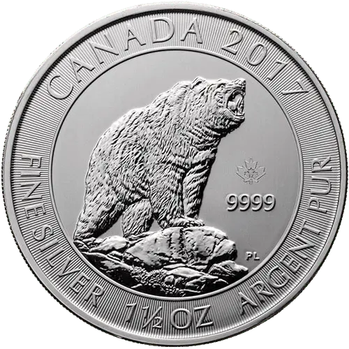 2017 1.5 oz Canadian Grizzly Bear Silver Coin