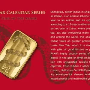 2013 PAMP Suisse White Snake 1 Oz Gold Bar (In Assay) 2013 PAMP Suisse White Snake 1 Oz Gold Bar (In Assay)