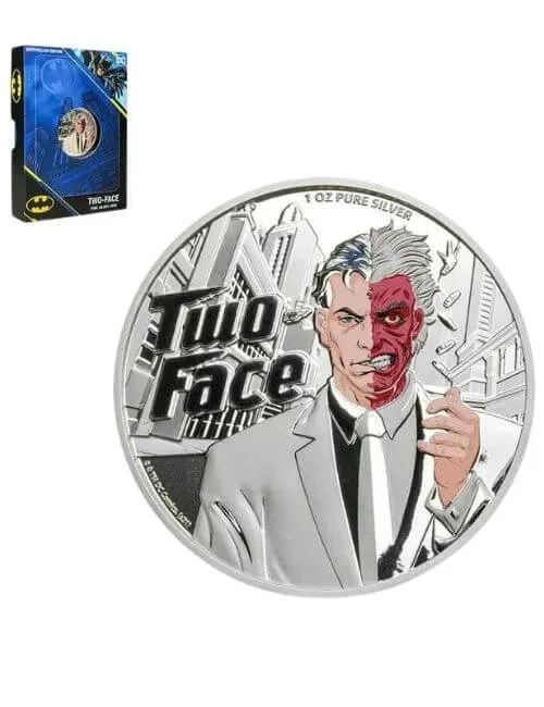Samoa 1 oz DC Comics Two-Face Supervillain Silver Coin 2022 - Image 3
