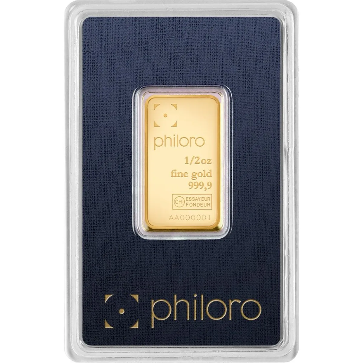 Philoro 1/2 oz Gold Bar 999.9 Fine