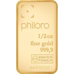 Philoro 1/2 oz Gold Bar 999.9 Fine Philoro 1/2 oz Gold Bar 999.9 Fine