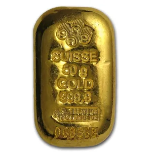 50 Gram Gold Bar - PAMP Suisse(Cast, W/Assay) 50 Gram Gold Bar - PAMP Suisse(Cast, W/Assay)