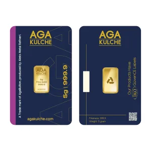 5 Gram Gold Bar- AGA KULCHE .9999 5 Gram Gold Bar- AGA KULCHE .9999