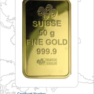 50 Gram PAMP Suisse Gold Bar - Rosa (In Assay) 50 Gram PAMP Suisse Gold Bar - Rosa (In Assay)