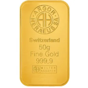 50 Gram Argor Heraeus Gold Bar (In Assay) 50 Gram Argor Heraeus Gold Bar (In Assay)
