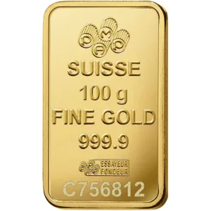 100 Gram PAMP Suisse Gold Bar – Rosa (In Assay) 100 Gram PAMP Suisse Gold Bar – Rosa (In Assay)
