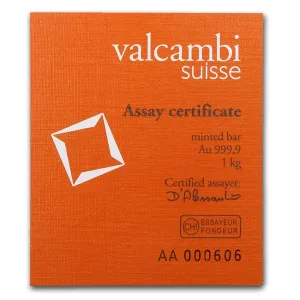 Valcambi 1 Kilo Gold Bar ( with Assay ) Valcambi 1 Kilo Gold Bar ( with Assay )