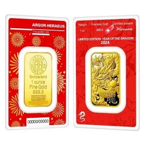 2024 Year Of The Dragon 1 oz Argor Heraeus Gold Bar (In Assay) 2024 Year Of The Dragon 1 oz Argor Heraeus Gold Bar (In Assay)