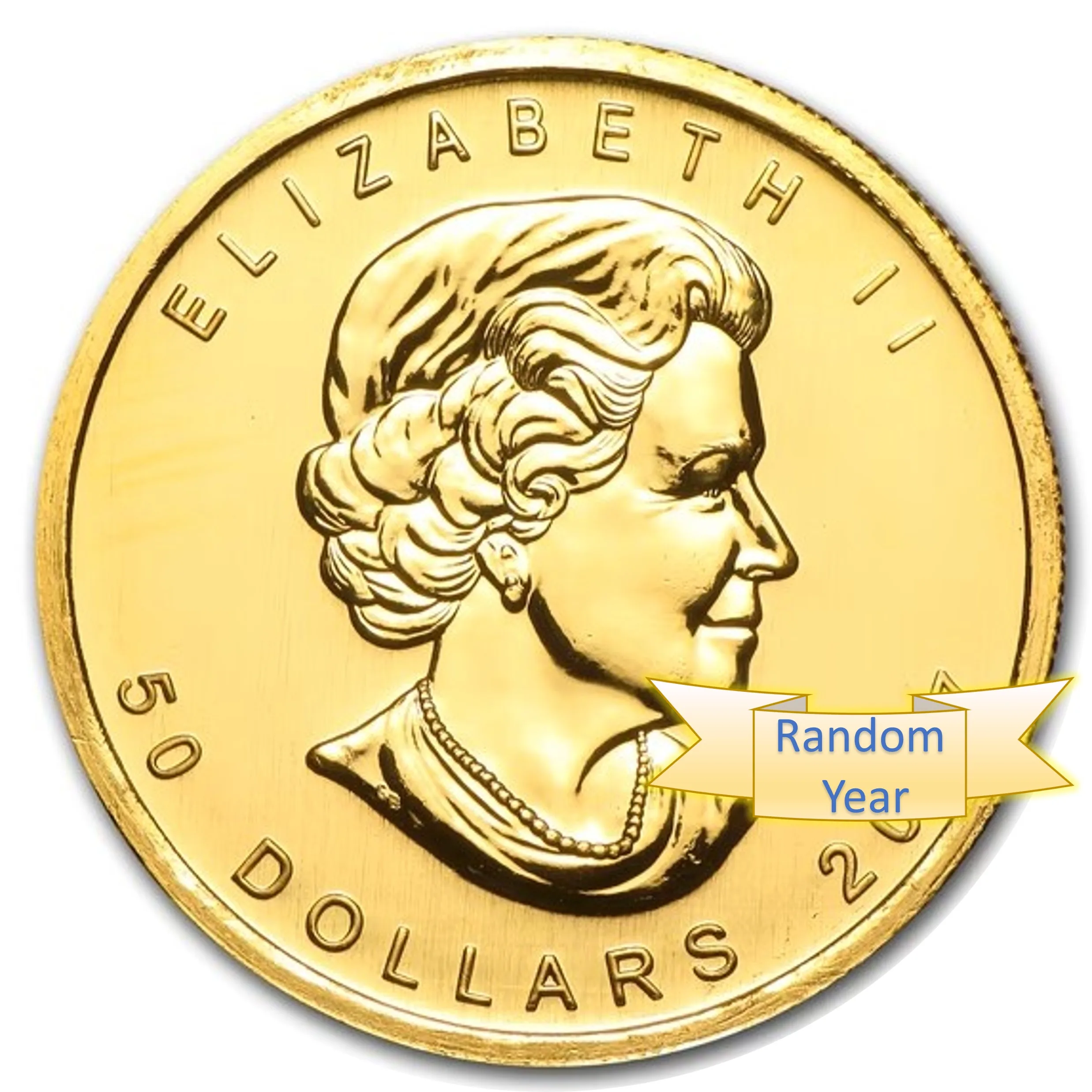 1 oz Canadian gold Maple Leaf coin obverse with Queen Elizabeth II