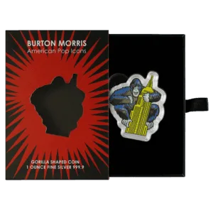 PAMP Suisse Burton Morris Gorilla Shaped 1 oz Colorized Silver Coin PAMP Suisse Burton Morris Gorilla Shaped 1 oz Colorized Silver Coin