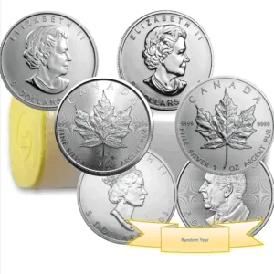 1 oz Silver Canadian Maple Leaf Coin Tube of 25 (Random Years) BU 1 oz Silver Canadian Maple Leaf Coin Tube of 25 (Random Years) BU