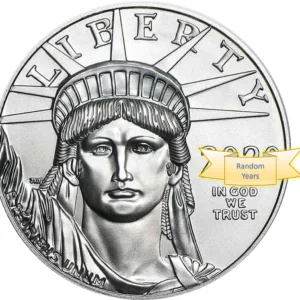 1oz American Platinum Eagle Coin BU (Random Year, 1997-2023) 1 oz platinum American Eagle coin, Lady Liberty design