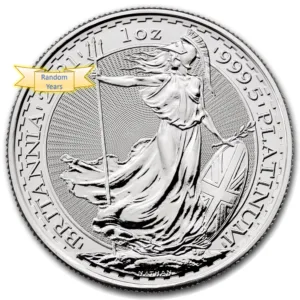 1 Oz Platinum British Britannia Coin Random Year 1 oz platinum British Britannia coin reverse, Royal Mint Britannia series
